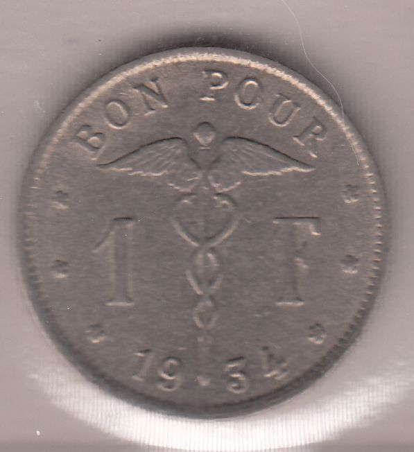 MONNAIE 1 FRANC 1934 BELGIQUE 122928538048