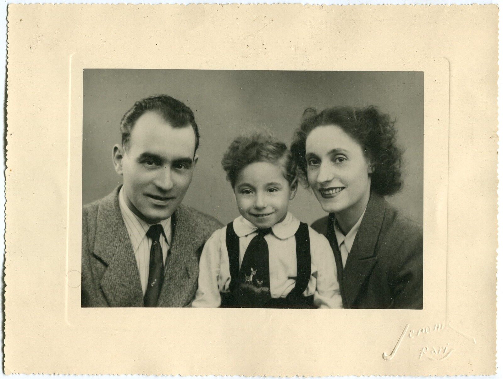 PHOTO ANCIENNE COUPLE AVEC ENFANTS 1951 PHOTOGRAPHE JEROME PARIS 121000002338