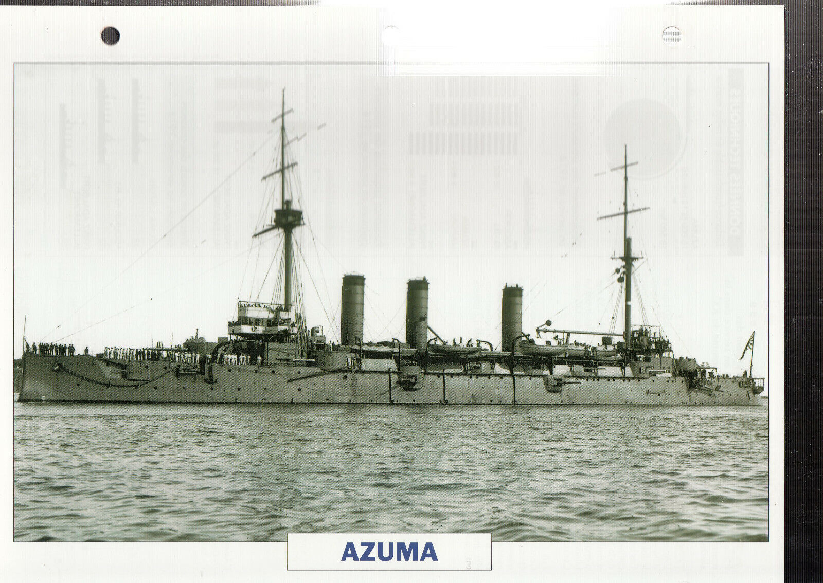 PHOTO BATEAU MILITAIRE CROISEUR AZUMA JAPON 1899 401774060928