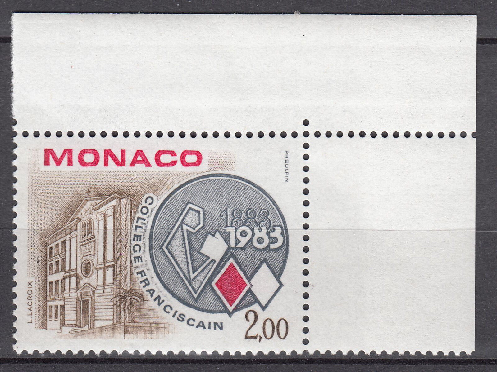 TIMBRE MONACO NEUF N 1369 COLLEGE FRANCISCAIN DE MONTE CARLO 401639392048