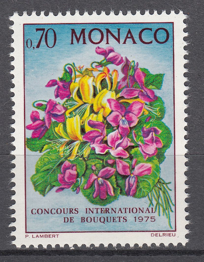 TIMBRE MONACO NEUF N 984 FLEUR BOUQUET DE VIOLETTES ET CHEVREFEUILLE 123336037898