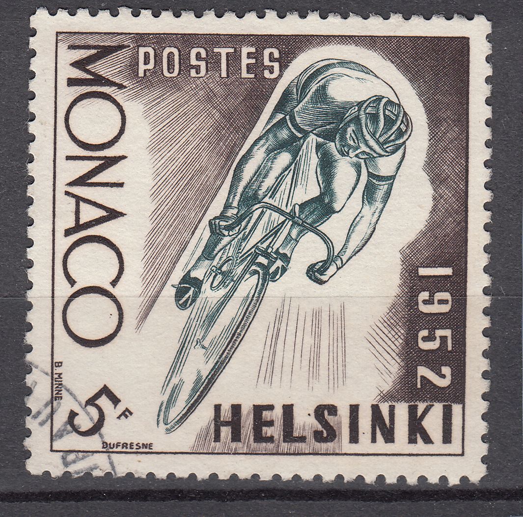 TIMBRE MONACO OBL N 389 JO D HELSINKI CYCLISME 123477371538