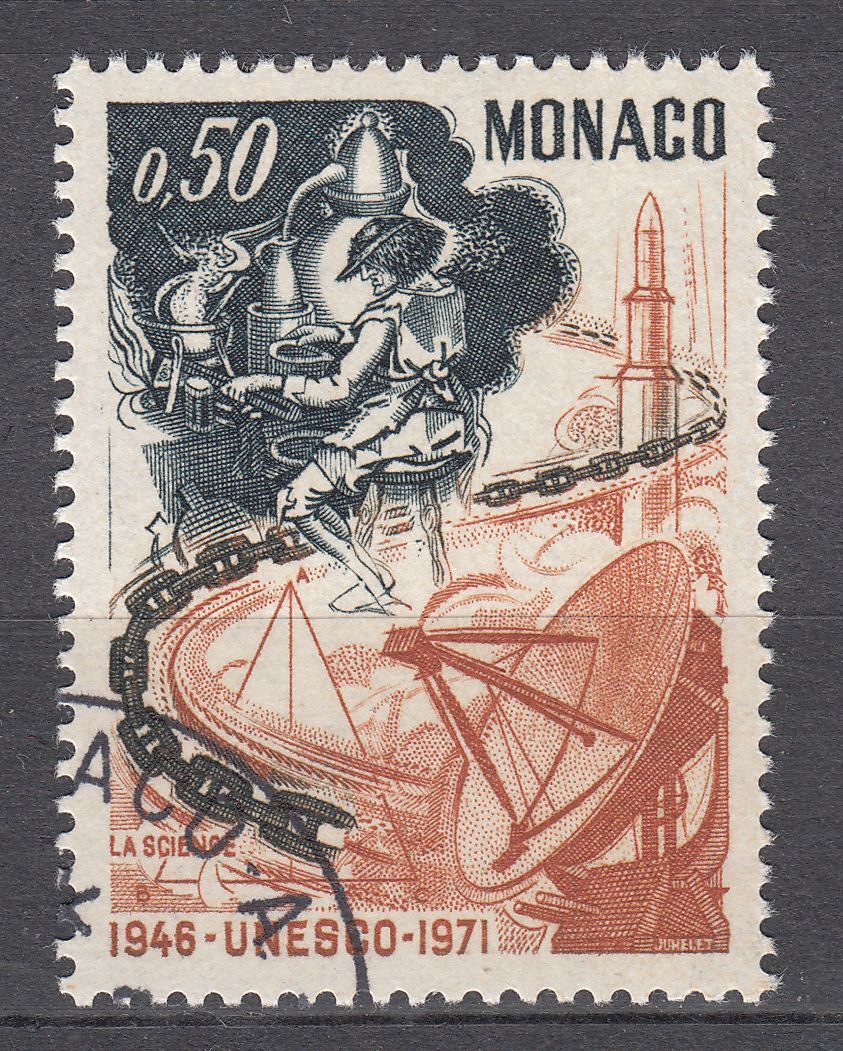 TIMBRE MONACO OBL N 856 UNESCO LA SCIENCE 401586098378