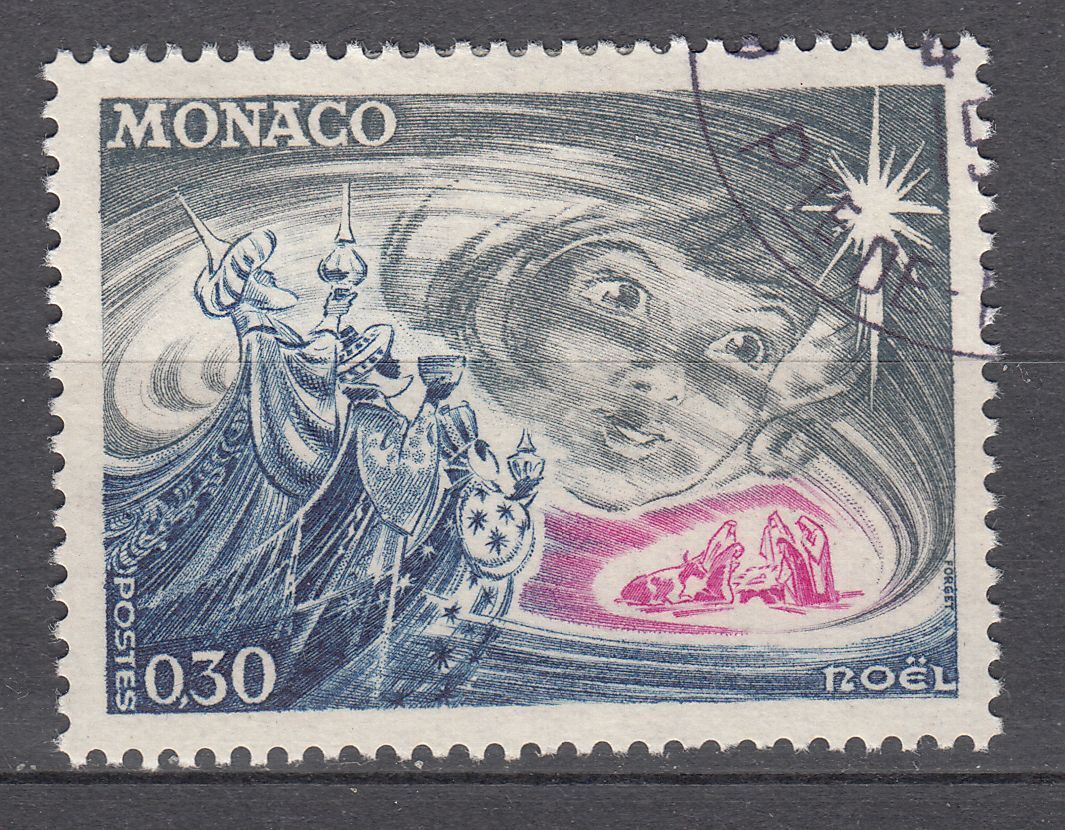 TIMBRE MONACO OBL N 900 NOEL VISAGE D ENFANT LA NATIVITE ET LES ROIS MAGES 123332128198