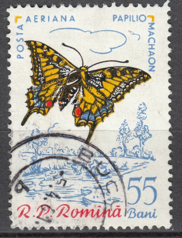 TIMBRE ROUMANIE OBL PA N 123 PAPILLON MACHAON 402005406908