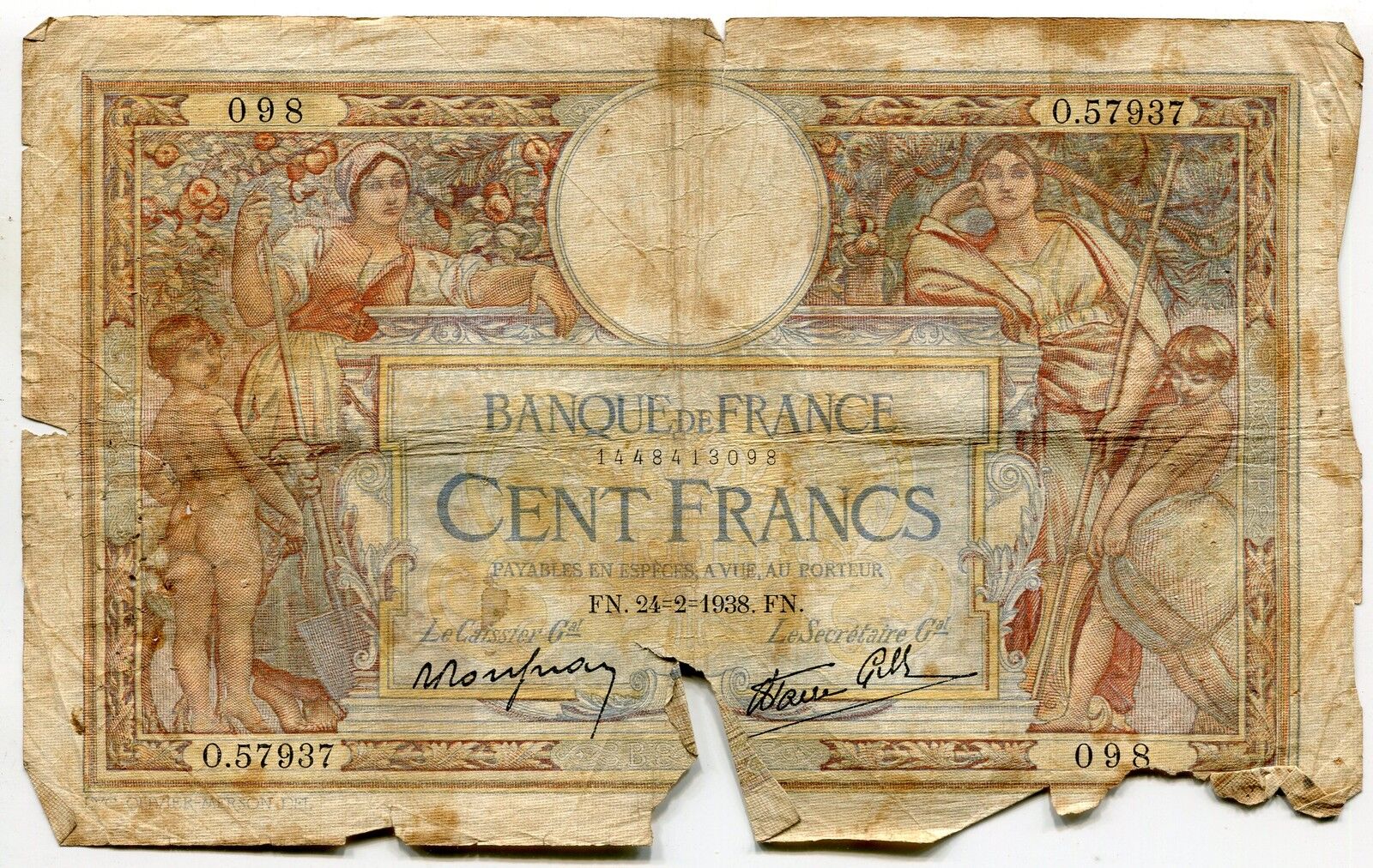 BILLET FRANCE 100 FRANCS MERSON 24 2 1938 121020216629