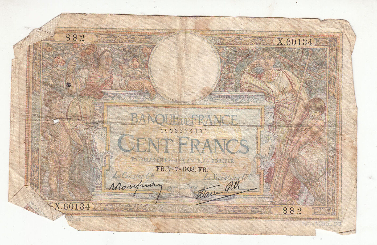 BILLET FRANCE 100 FRANCS MERSON 7 7 1938 FB 122398151549