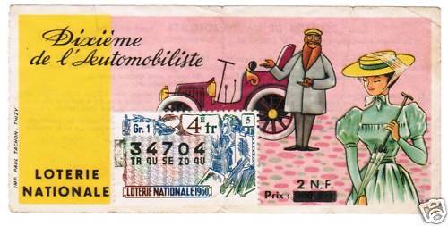 BILLET LOTERIE DIXIEME DE L AUTOMOBILISTE 1960 TIMBRE 110613379219