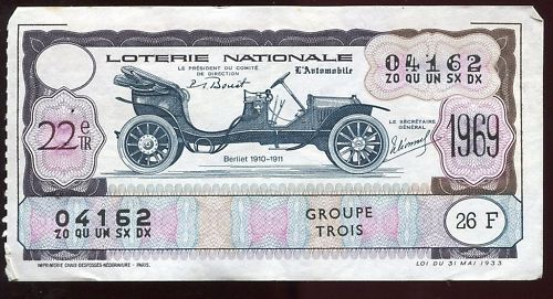 BILLET LOTERIE L AUTOMOBILE BERLIET 1910 1911 120681972679