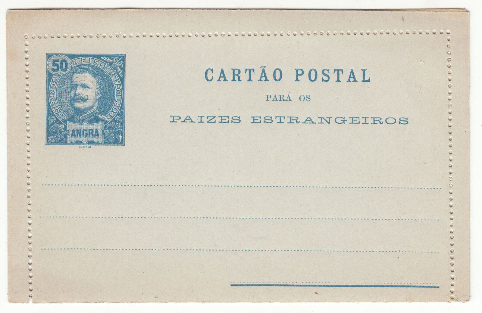 CARTE ENTIER POSTALE NEUF PORTUGAL COLONIE ANGRA 122846125959