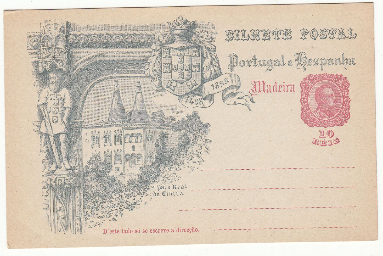 CARTE ENTIER POSTALE NEUF PORTUGAL COLONIE MADEIRA PACO REAL CINTRA 1498 1898 401454671209