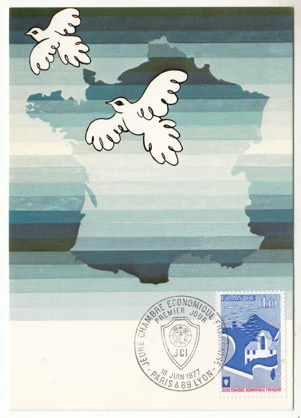 CARTE MAXIMUM FDC 1977 TIMBRE N 1942 JEUNE CHAMBRE ECONOMIQUE FRANCAISE 122814742229