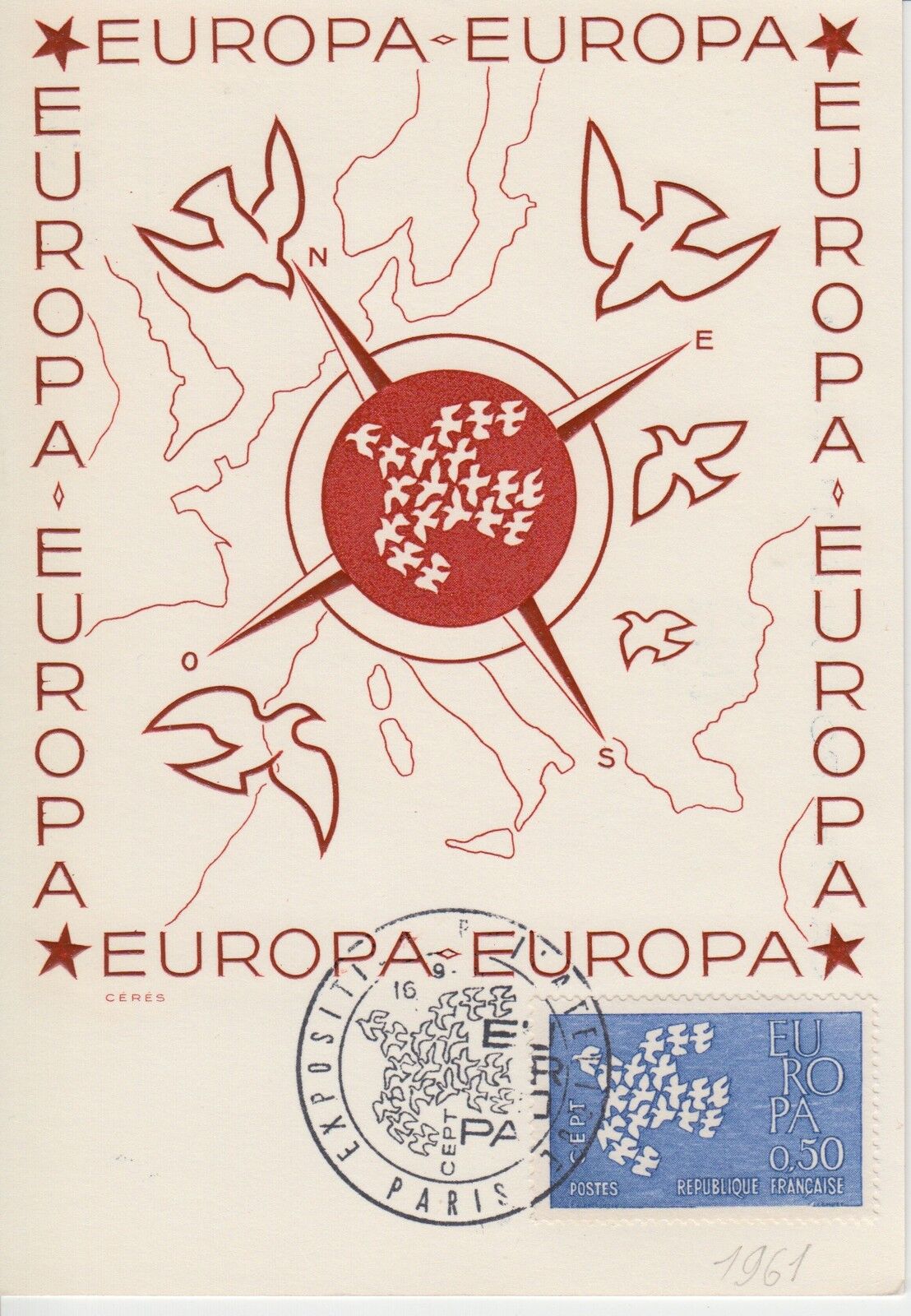 CARTE MAXIMUN FRANCE TIMBRE N 1310 EUROPA COLOMBRES 121484960039