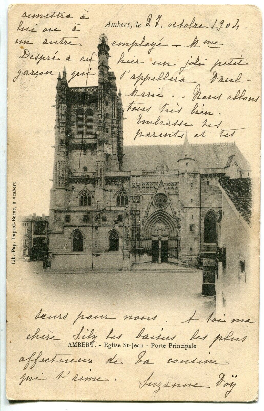 CARTE POSTALE AMBERT EGLISE SAINT JEAN PORTE PRINCIPALE 121457959019