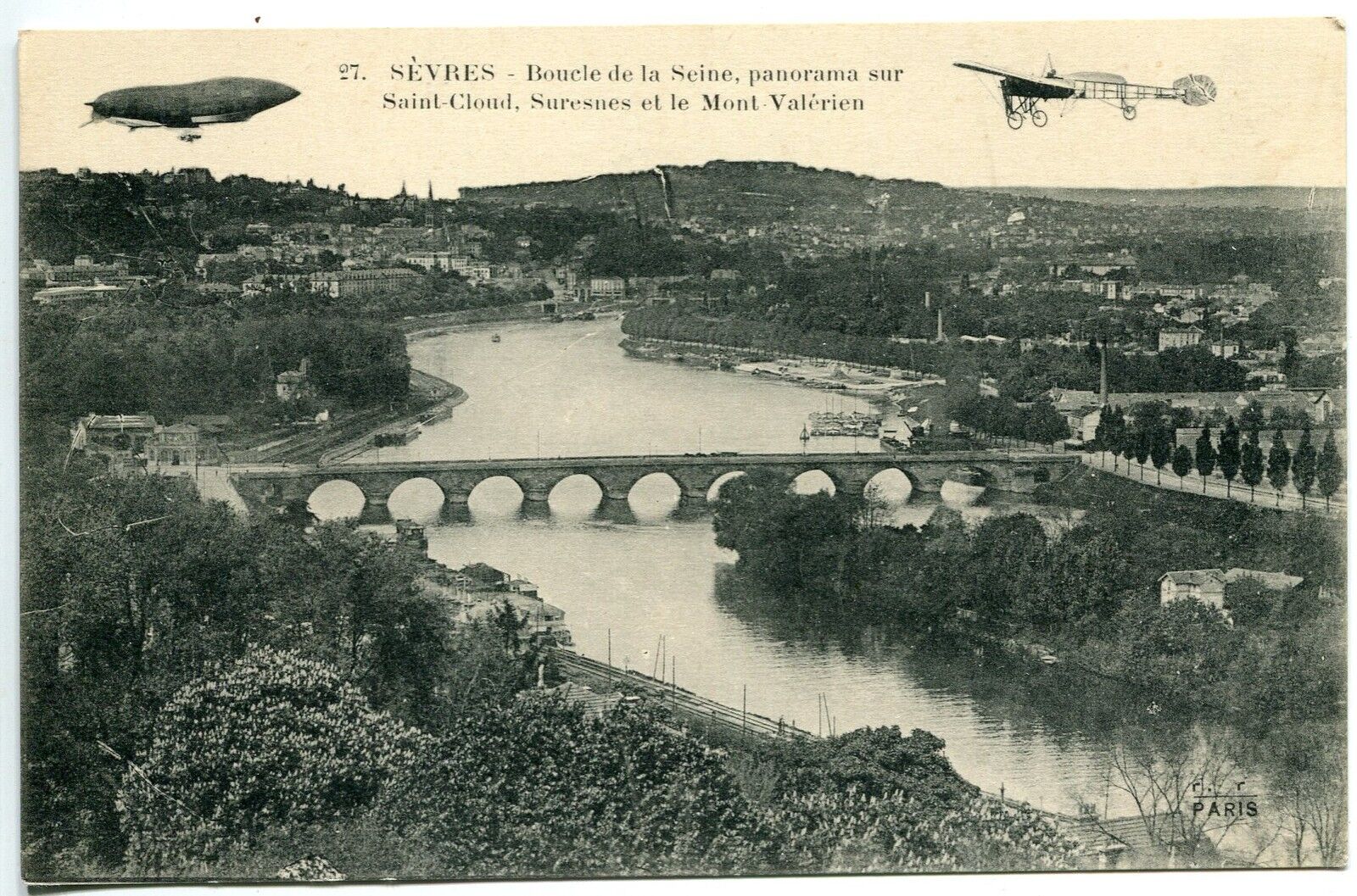 CARTE POSTALE AVIATION SEVRES BOUCLE DE LA SEINE SAINT CLOUD SURESNES VALERIEN 121454760809