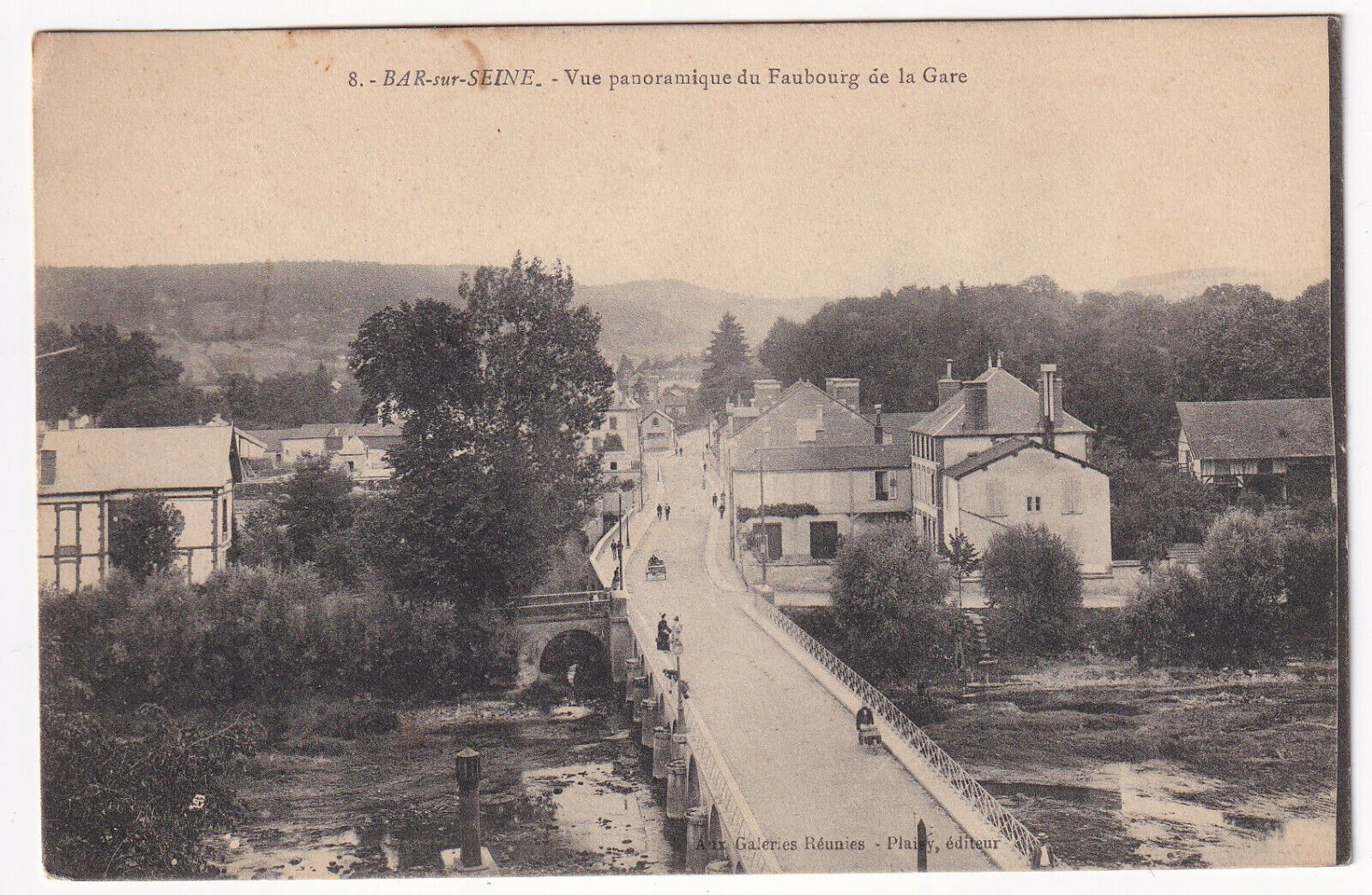 CARTE POSTALE BAR SUR SEINE VUE PANORAMIQUE DU FAUBOURG DE LA GARE 1913 125153866419