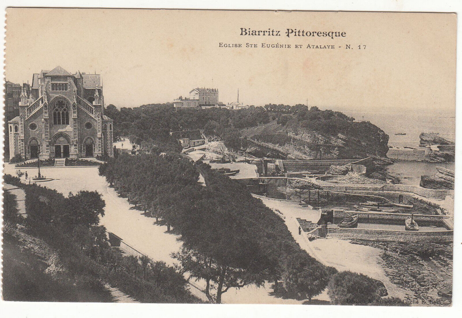 CARTE POSTALE BIARRITZ EGLISE STE EUGENIE ET ATALAYE 122367033749