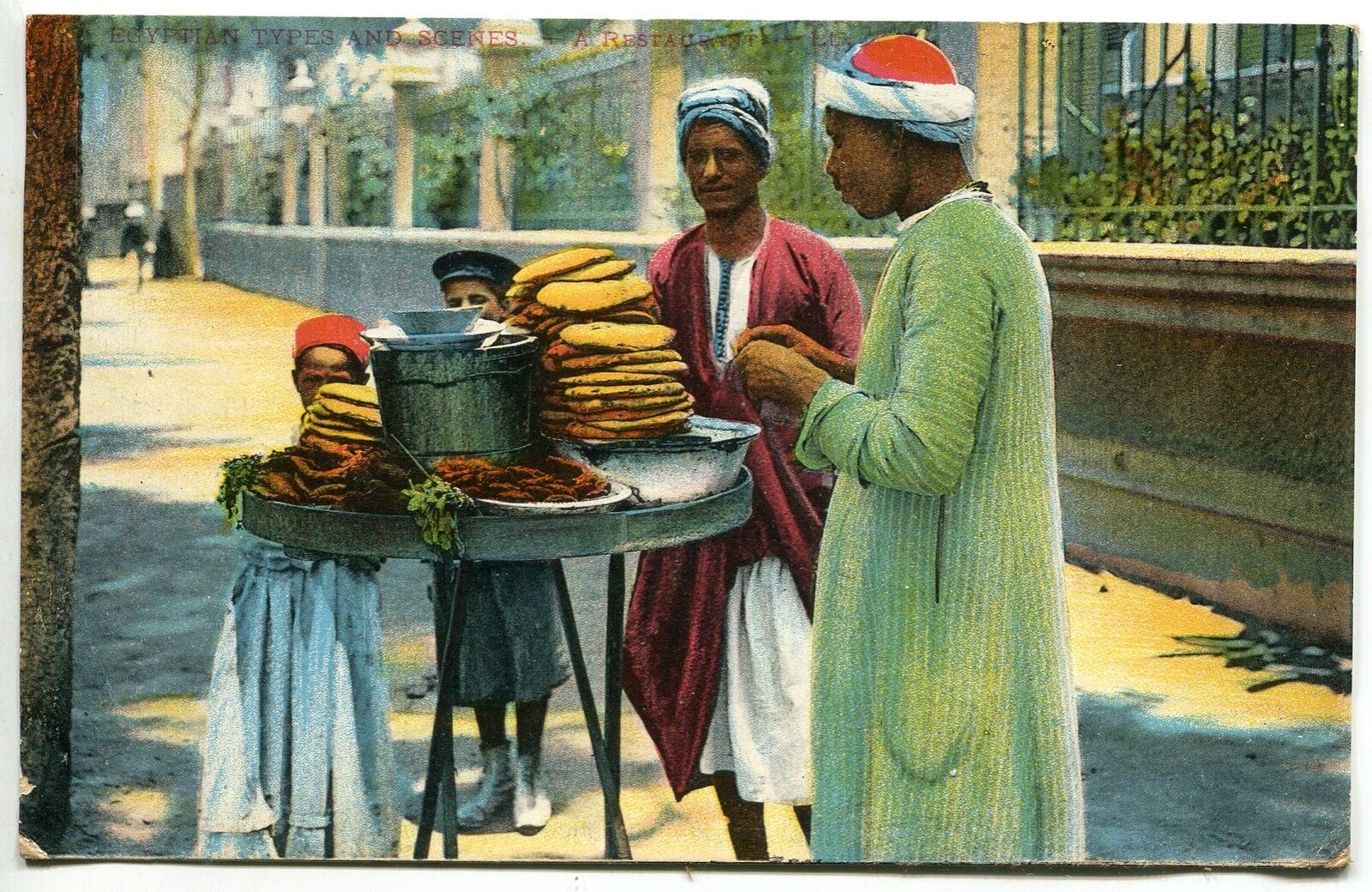 CARTE POSTALE EGYPTE TYPE ET SCENES RESTAURANT EN PLEIN AIR 400667514579