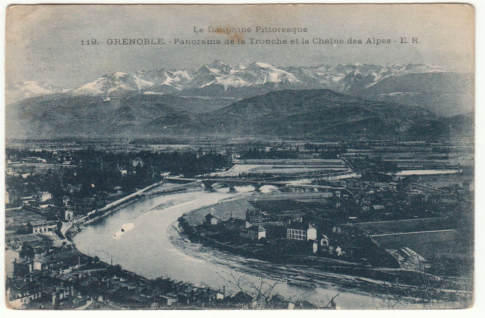 CARTE POSTALE GRENOBLE PANORAMA DE LA TRONCHE ET LA CHAINE DES ALPES 123910963049