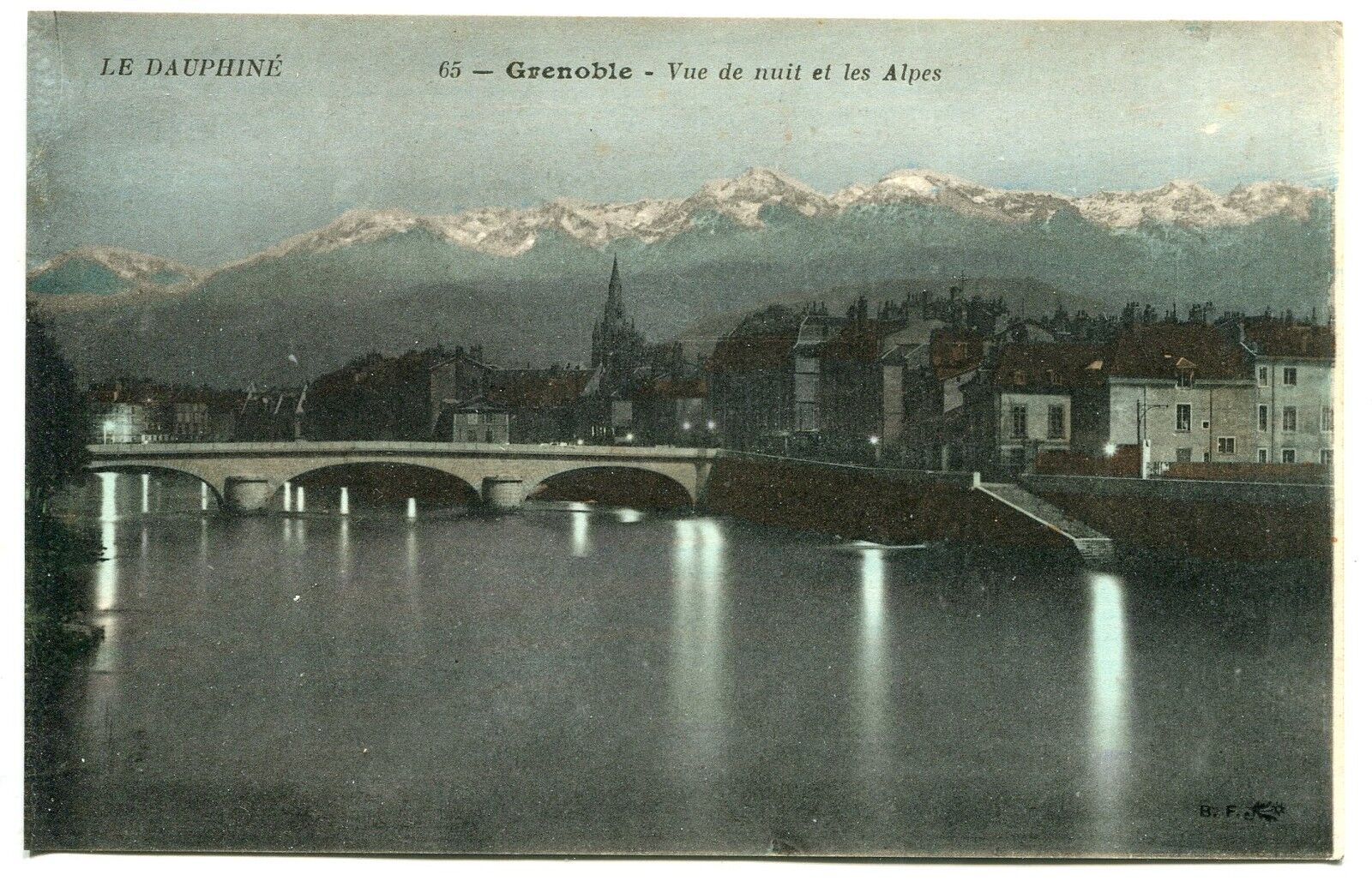 CARTE POSTALE GRENOBLE VUE DE LA NUIT ET LES ALPES 121235811409