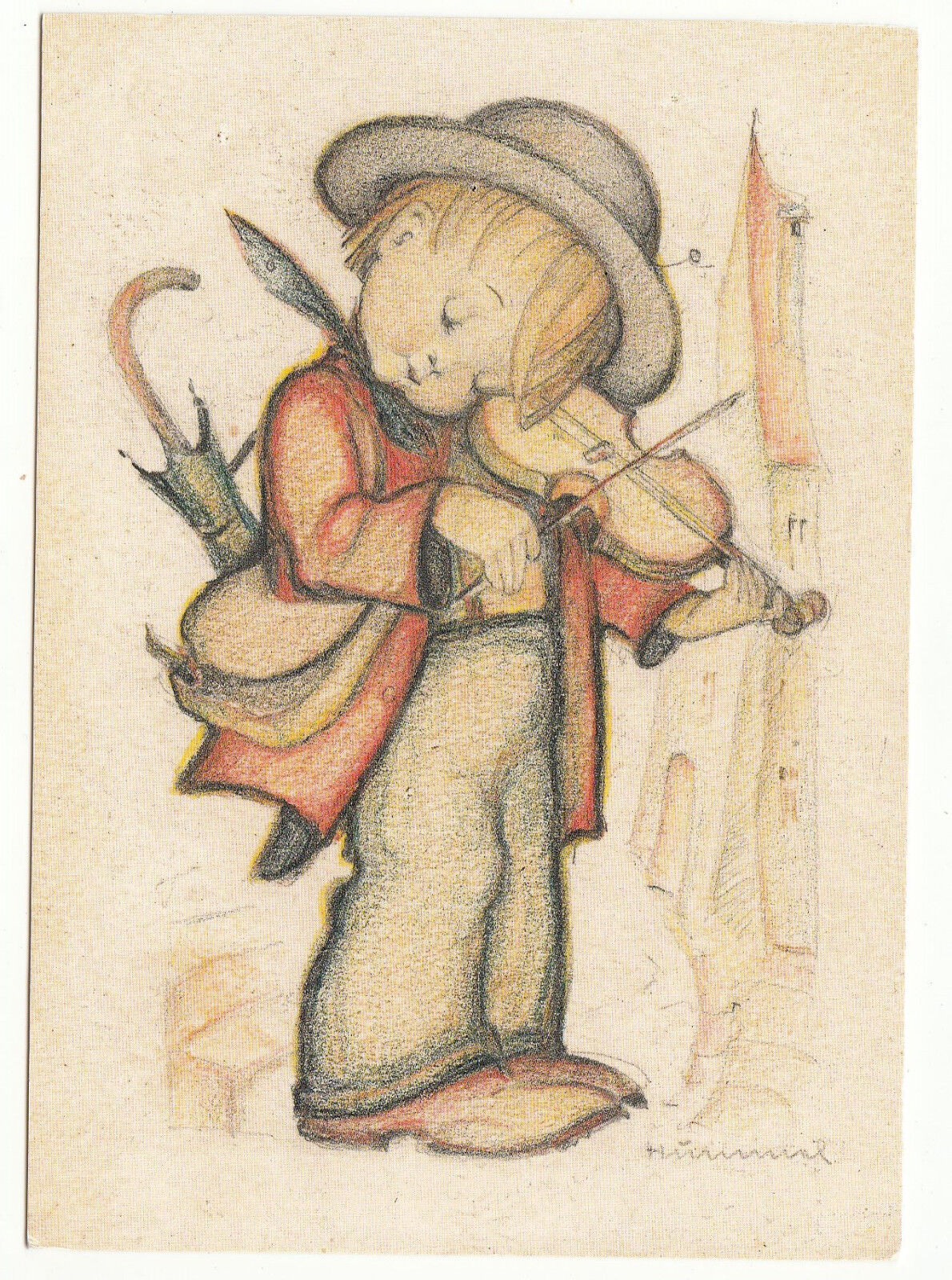 CARTE POSTALE ILLUSTRATEUR HUMMEL N 203 THE LITTLE FIDDLER 122993155449