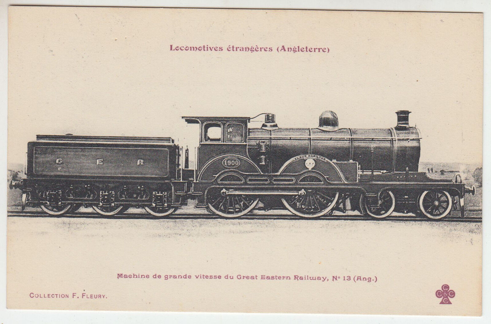 CARTE POSTALE LOCOMOTIVE GRANDE VITESSE DU GREAT EASTERN RAILWAY 401655269399