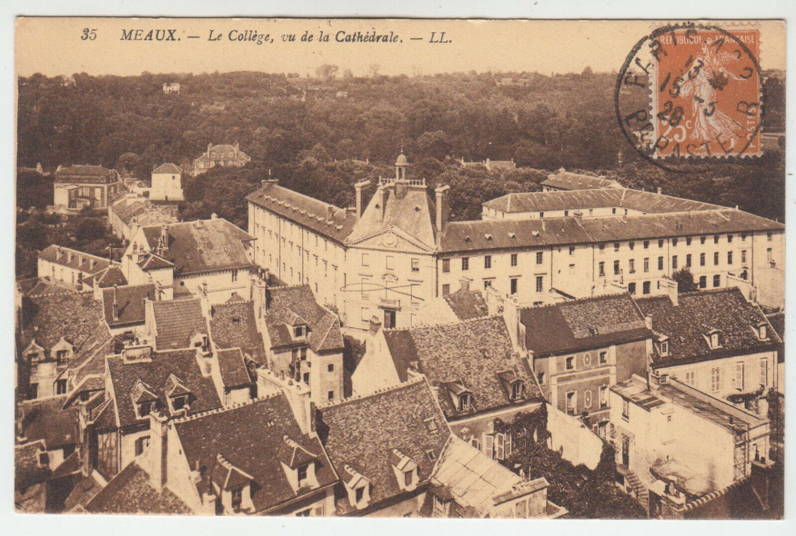 CARTE POSTALE MEAUX LE COLLEGE VU DE LA CATHEDRALE 1928 402905771529