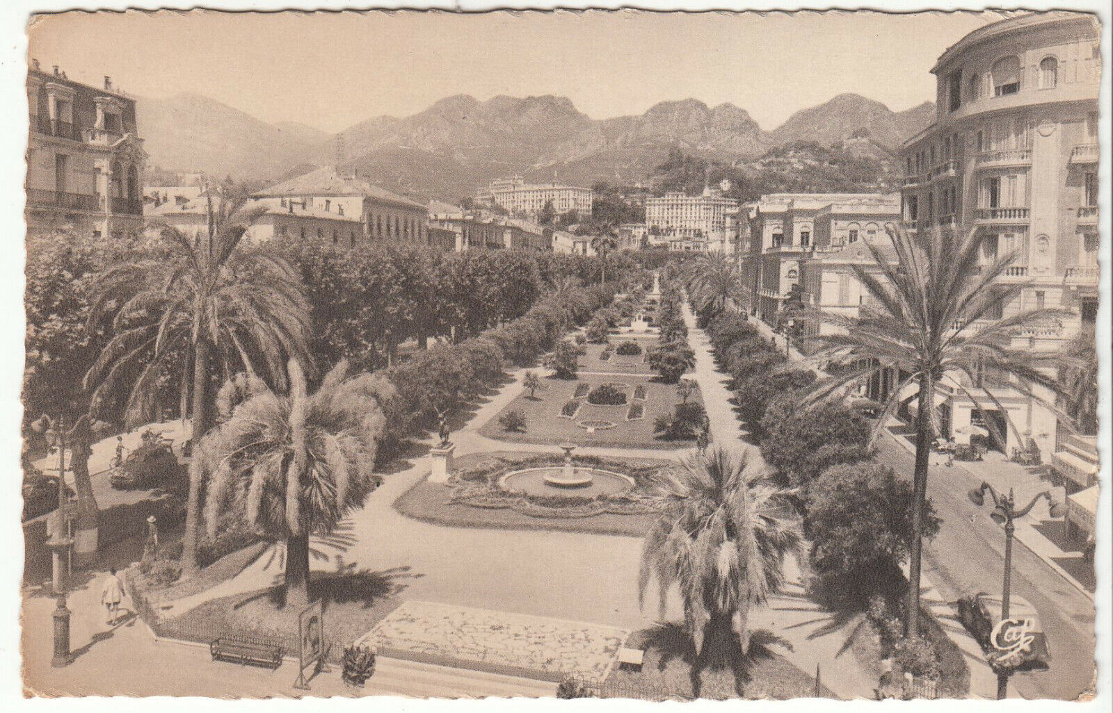 CARTE POSTALE MENTON VUE GENERALE DES JARDINS ET MONTAGNE SAINTE AGNES 123970517419