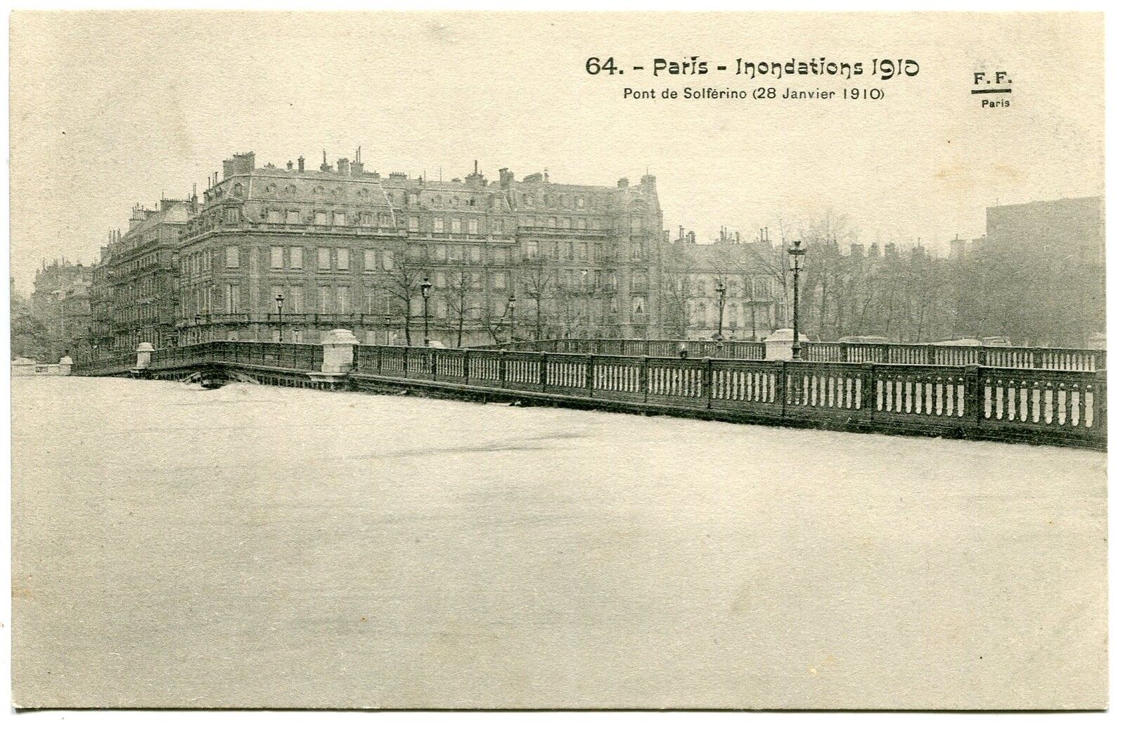 CARTE POSTALE PARIS INNONDATIONS 1910 PONT DE SOLFERINO 28 JANVIER 400736711209