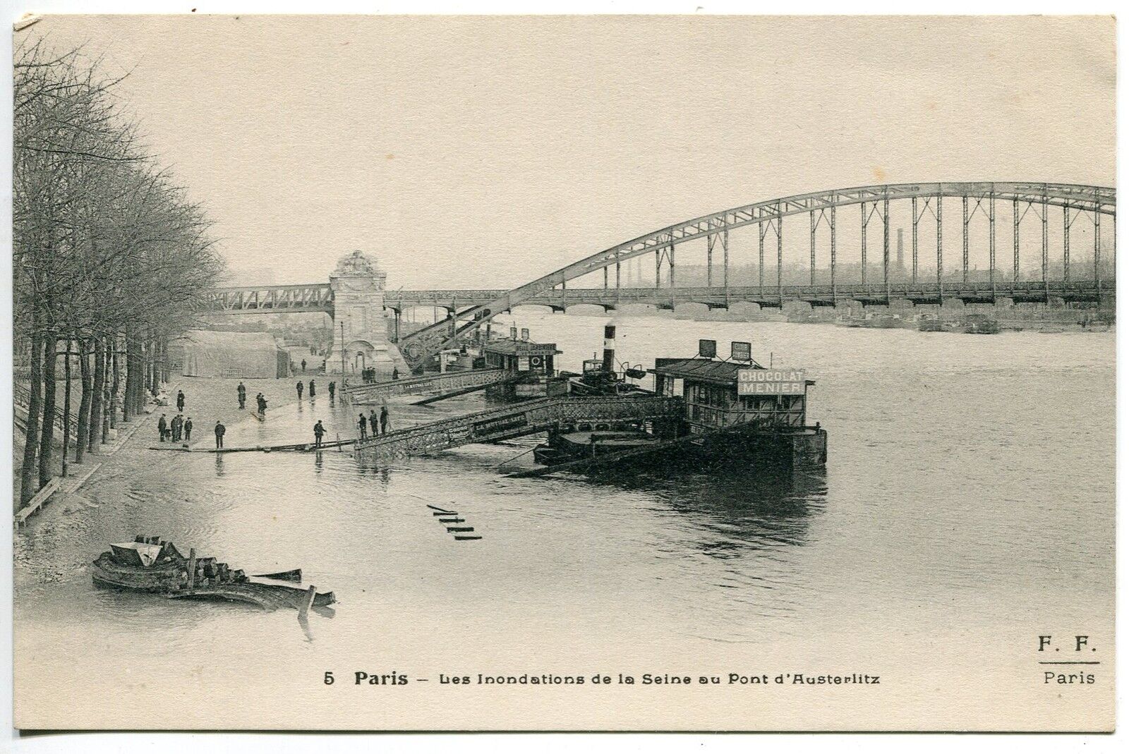 CARTE POSTALE PARIS LES INNONDATIONS DE LA SEINE AU PONT D AUSTERLITZ 121377850819