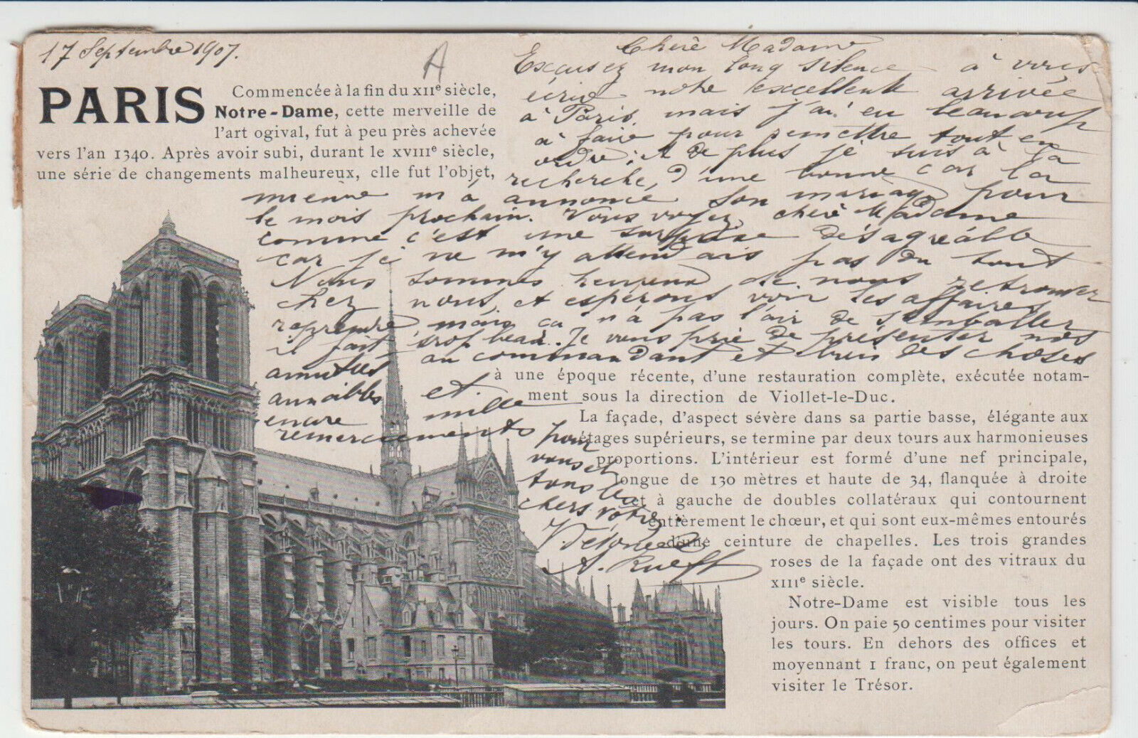 CARTE POSTALE PARIS NOYTRE DAME 401919795109