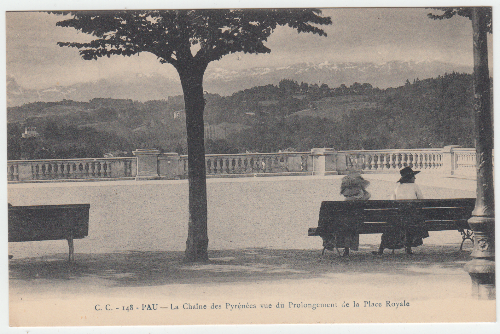 CARTE POSTALE PAU LA CHAINE DES PYRENEES VUE DU PROLONGEMENBT DE LA PACE ROYALE 124651301389