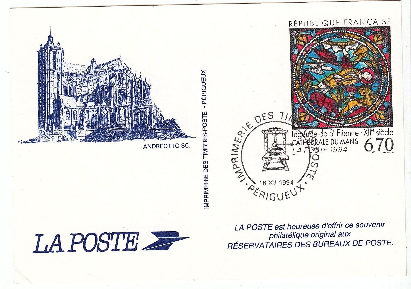 CARTE POSTALE PHILATELIQUE ENTIER DU N 2859 LA LEGENDE DE SAINT ETIENNE 121823970209