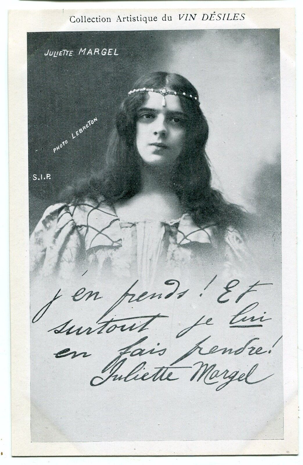 CARTE POSTALE PHOTO PERSONNALITE JULIETTE MARGEL 400809706679