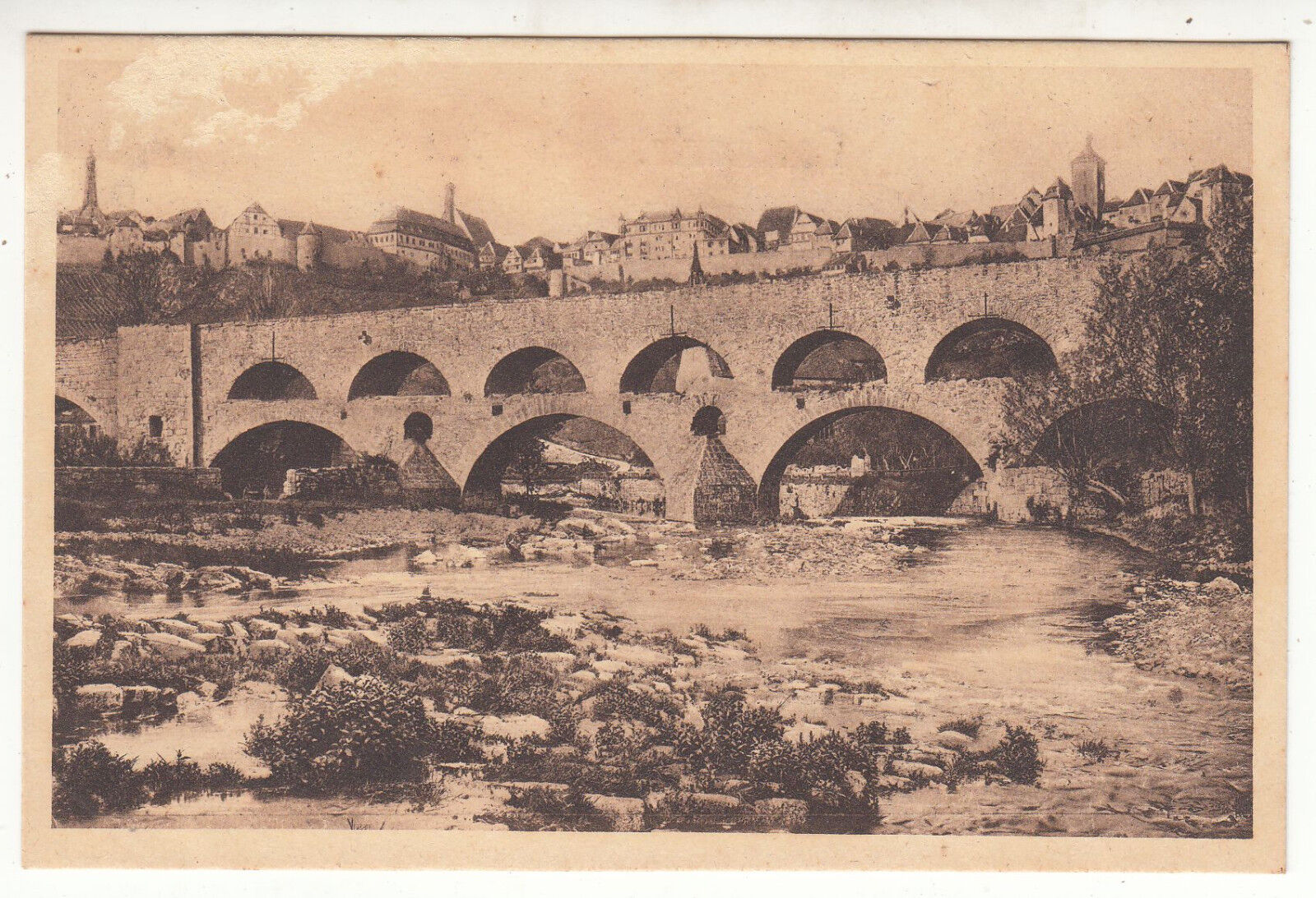 CARTE POSTALE POFTKARTE ALLEMAGNE ROTHENBURG O T DOPPELBRUCKE MIT STADTPARTIE 123448058909