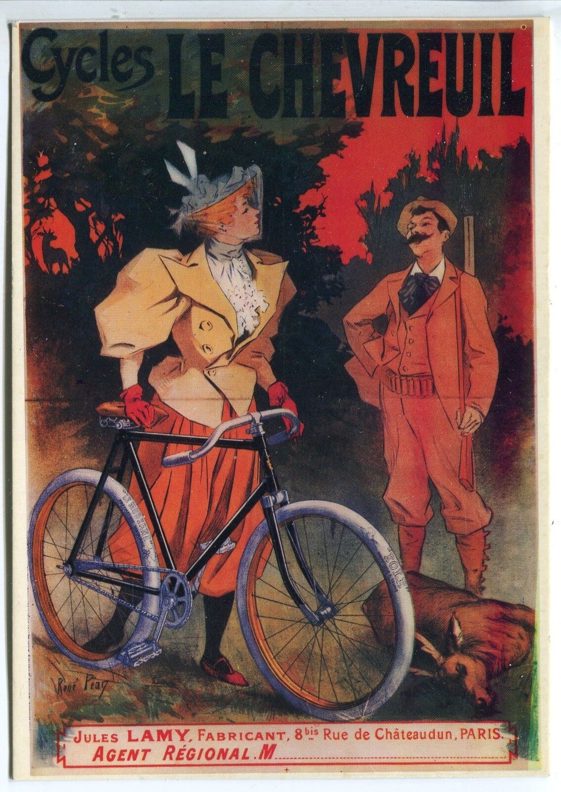 CARTE POSTALE VELO CYCLES CHASSE CYCLES LE CHEVREUIL PARIS REEDITION 400845890799