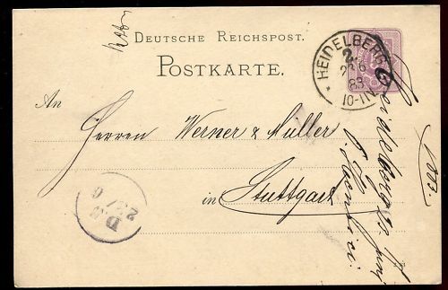 ENTIER POSTALE DEUTSCHE REICHSPOST HEINELBERG 1883 110647767249