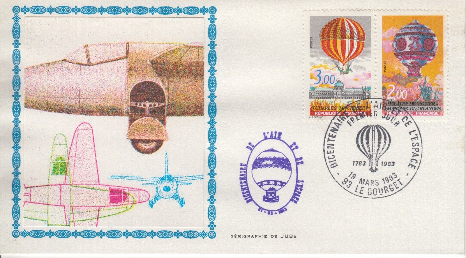 ESSAIE SERIGRAPHIE DE JUBE PREMIER JOUR 1983 EUROPA DE L AIR ET L ESPACE 400788149569