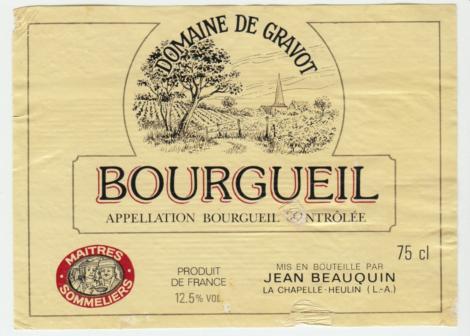 ETIQUETTE DE VIN BOURGUEIL DOMAINE DE GRAVOT 124511870999