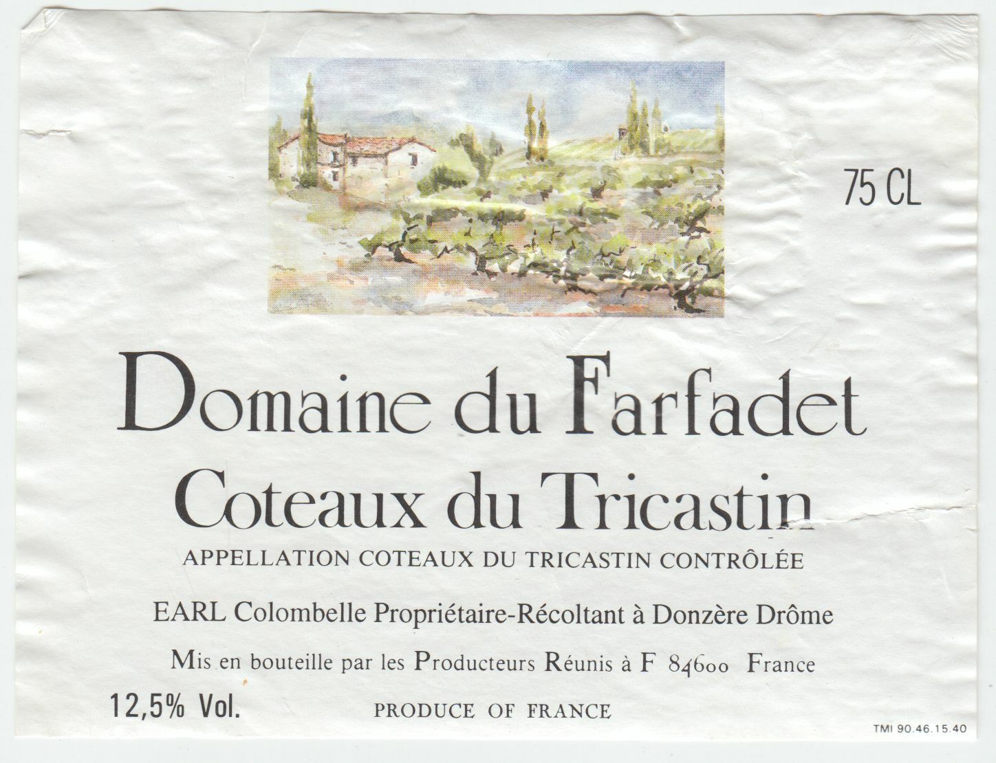 ETIQUETTE DE VIN COTEAUX DU TRICASTIN DOMAINE DU FARFADET 402581825559