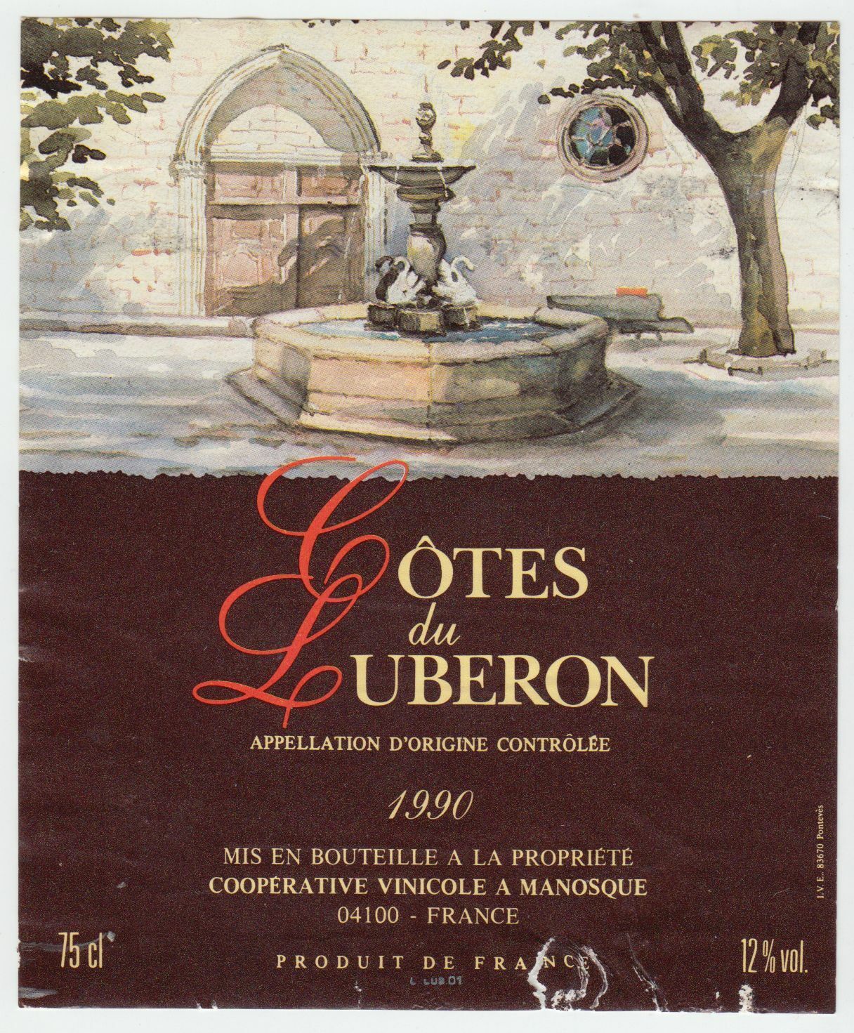 ETIQUETTE DE VIN COTES DU LUBERON 1990 124461948559