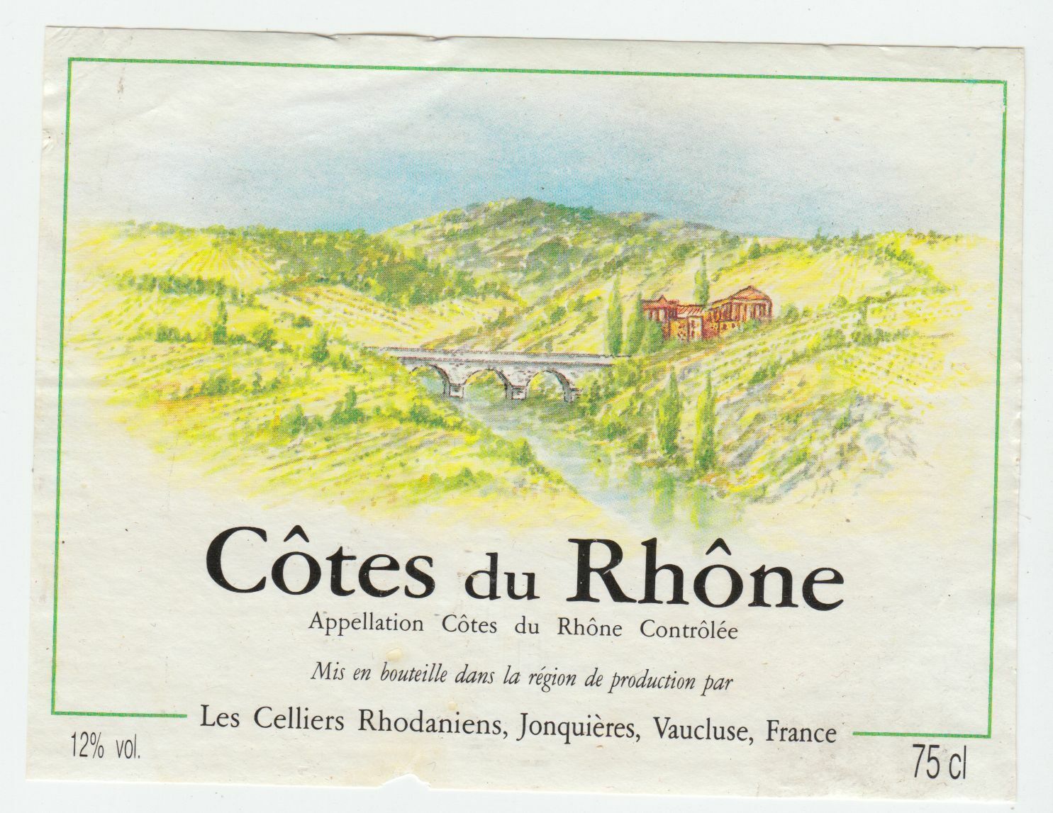 ETIQUETTE DE VIN COTES DU RHONE LES CELLIERS RHODANIENS JONQUIERES 402581822459