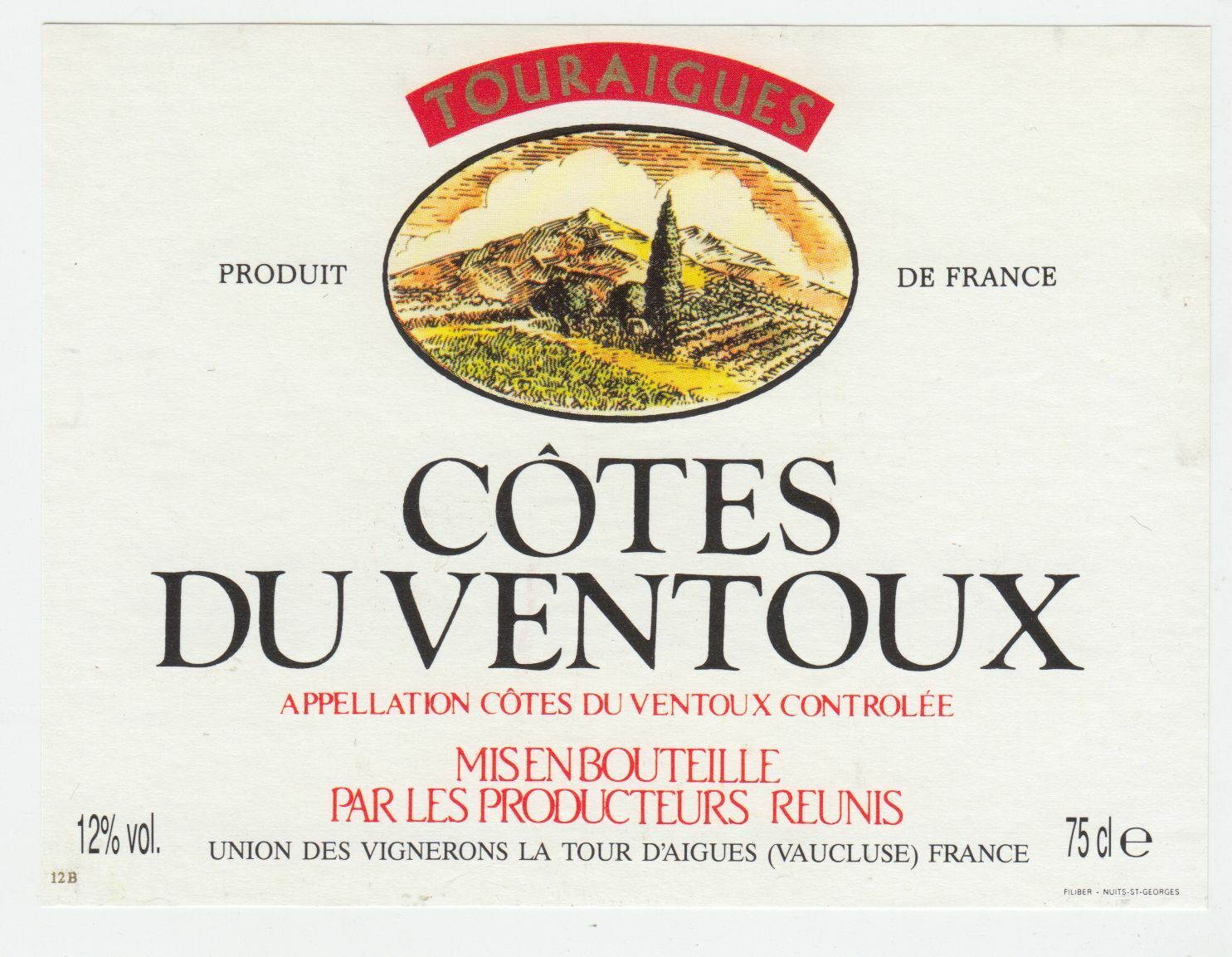 ETIQUETTE DE VIN COTES DU VENTOUX TOURAIGUES 124461948569