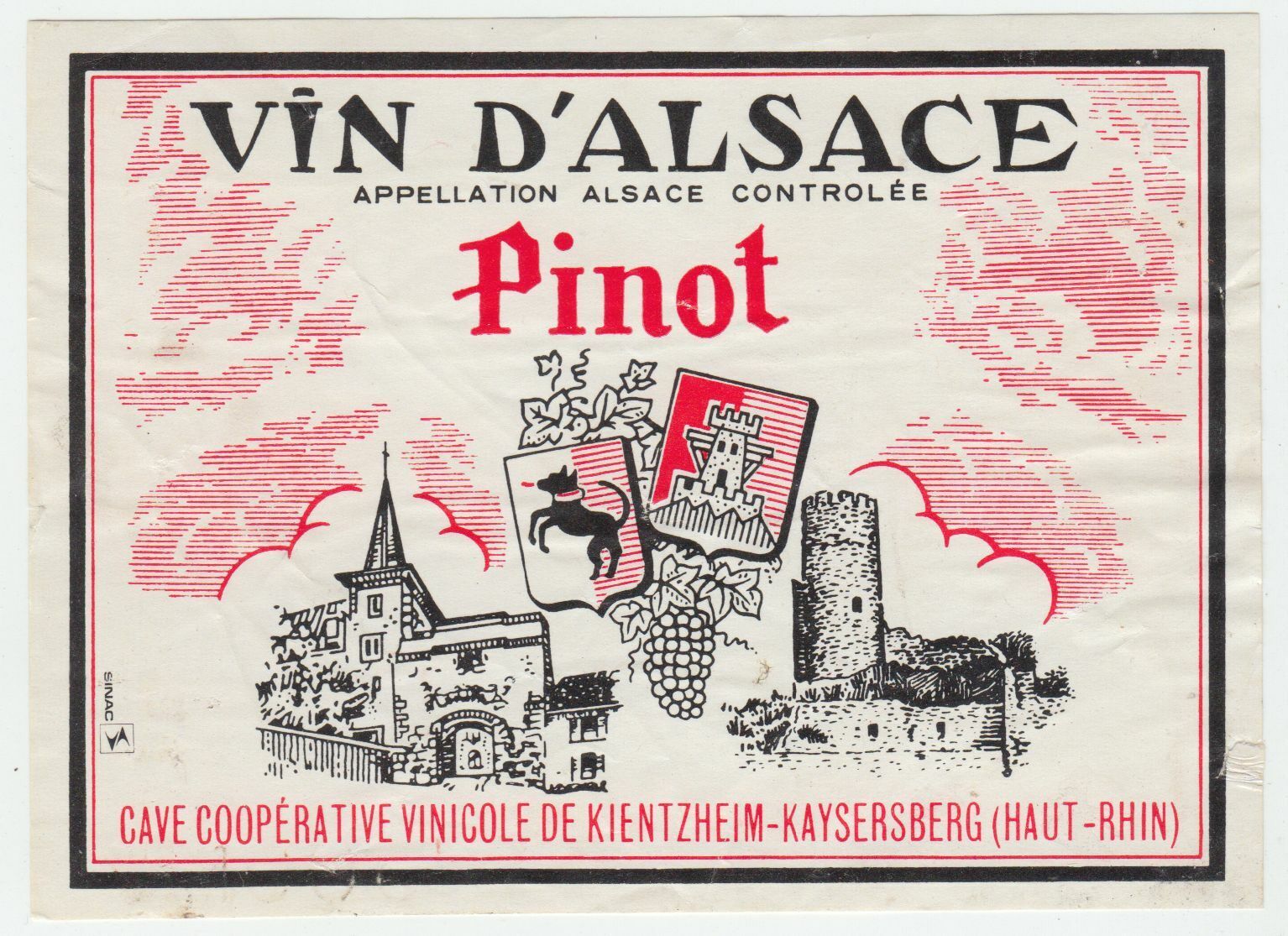 ETIQUETTE DE VIN D ALSACE PINOT KIENTZHEIM KAYSERSBERG 124511869349