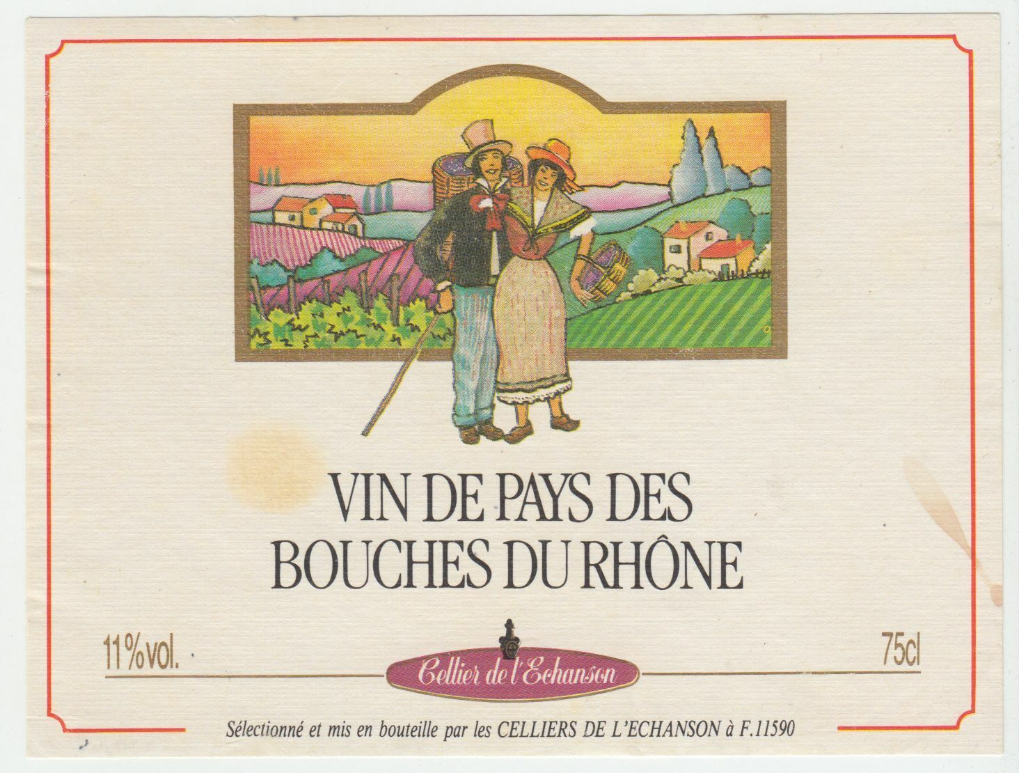 ETIQUETTE DE VIN DE PAYS DES BOUCHES DU RHONE CELLIER DE L ECHANSON 124570864099