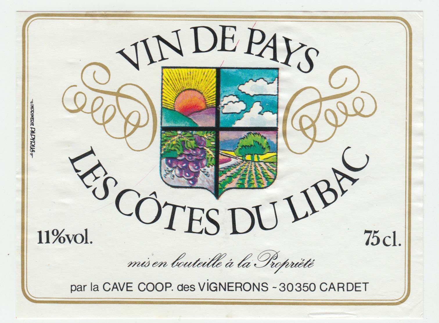 ETIQUETTE DE VIN DU PAYS LES COTES DU LIBAC 124576538619