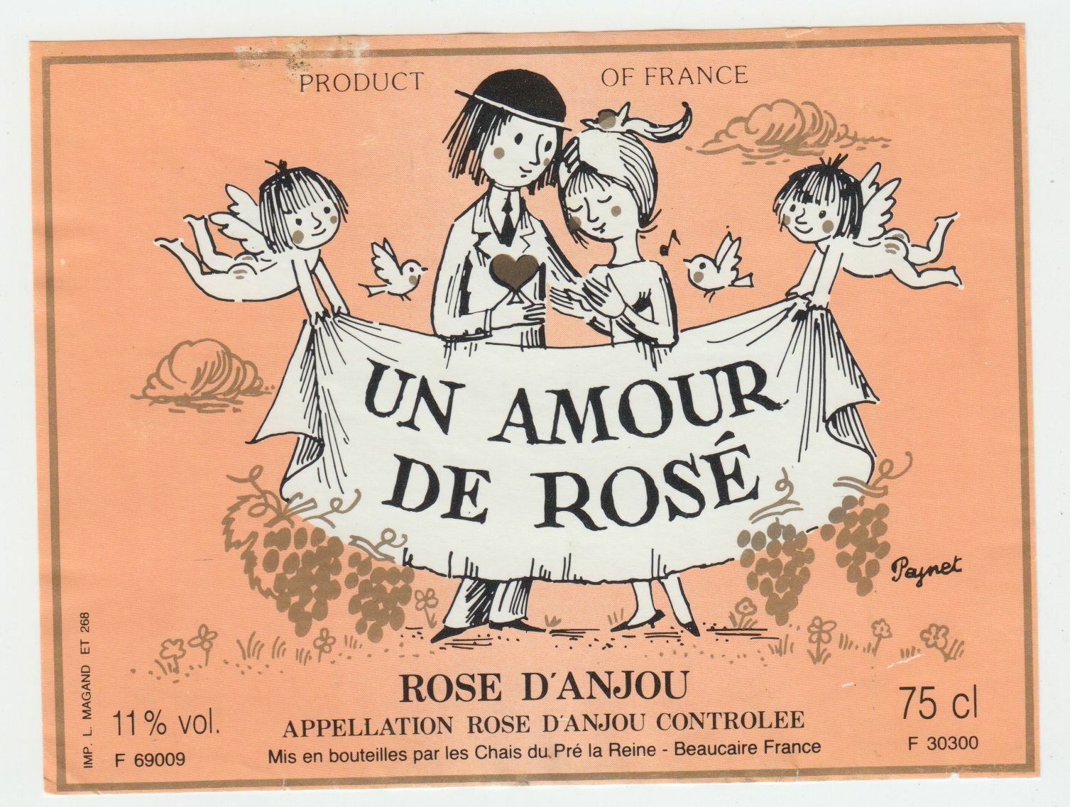 ETIQUETTE DE VIN SAUMUR ROSE D ANJOU ILLUSTRATEUR PEYNET 124511870199