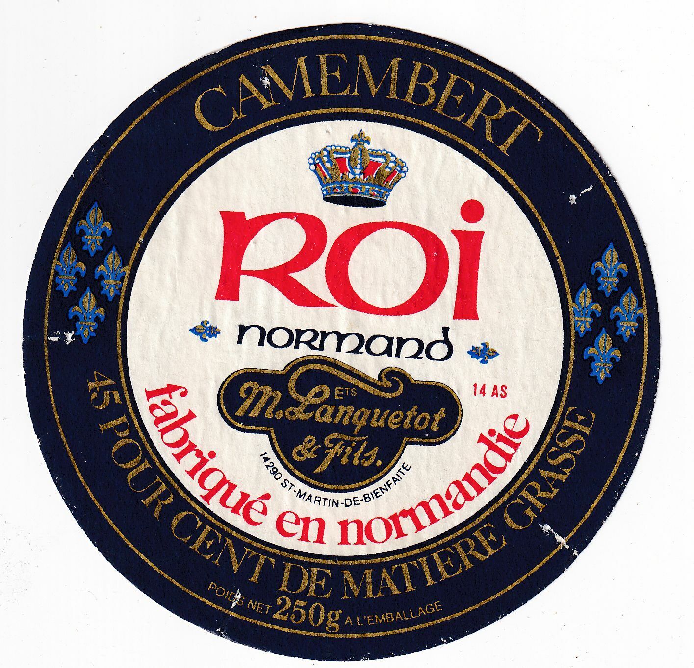 ETIQUETTE FROMAGE CAMEMBERT NORMANDIE ROI LANQUETOT ET FILS 403607369559