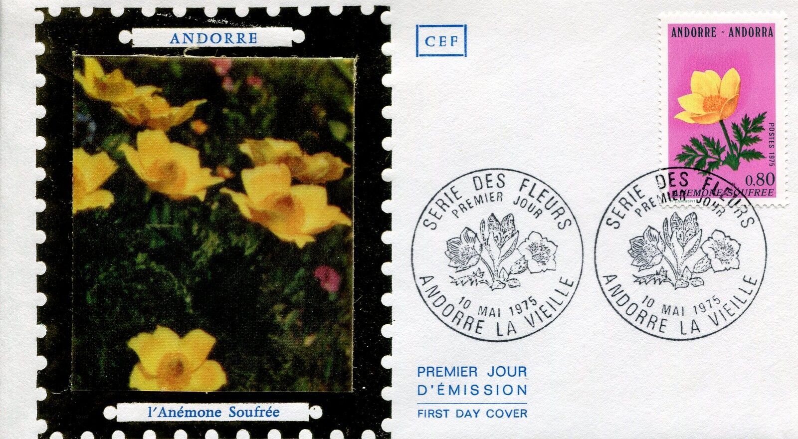 FDC PREMIER JOUR ANDORRE 1975 TIMBRE N 246 L ANEMONE SOUFREE 400790504669