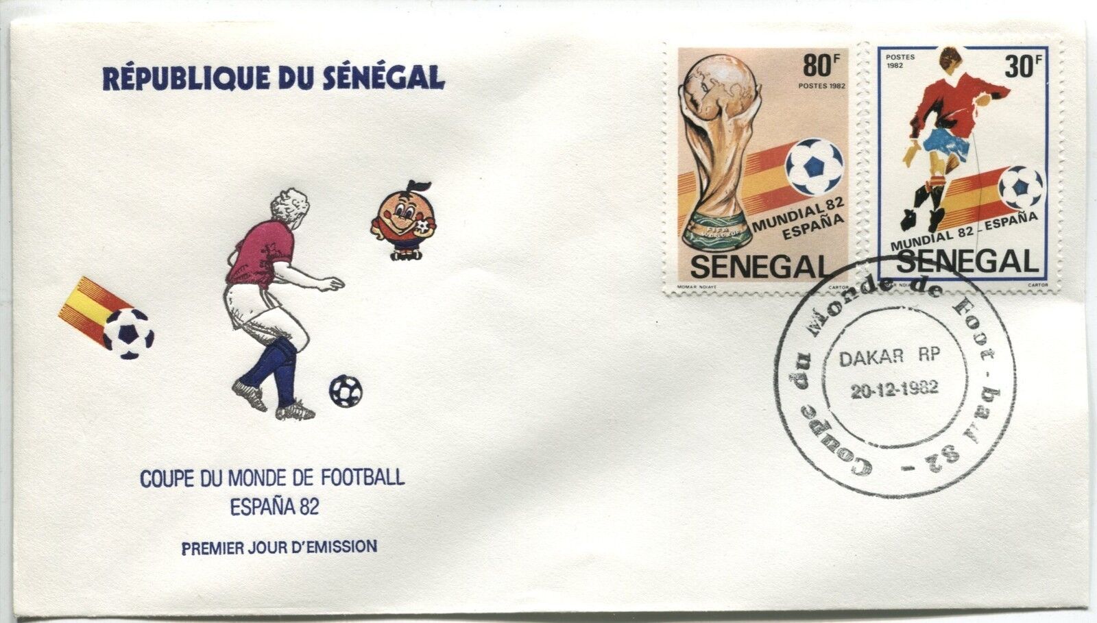 FDC SENEGAL DAKAR 20121982 THEME COUPE DU MONDE DE FOOTBALL ESPAGNE 82 120874949519